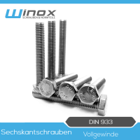 DIN 933 Sechskantschraube mit Gewinde bis Kopf Edelstahl A2