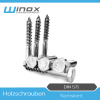 DIN 571 Sechskant-Holzschrauben Edelstahl A2