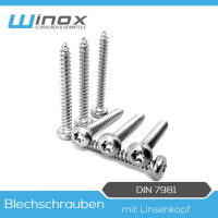 ISO 14585 (ähnl. DIN 7981) Linsen-Blechschrauben mit Spitze, TX Edelstahl A2