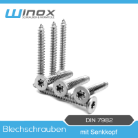 ISO 14586 (ähnl. DIN 7982) Senk-Blechschrauben mit Spitze, TX Edelstahl A2