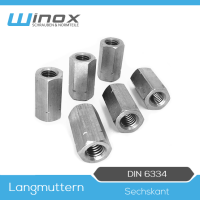 DIN 6334 Sechskantmuttern (Langmutter Distanzmuttern) Edelstahl A2