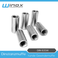 DIN 6334 Rundmuttern (Langmutter Distanzmuttern) Edelstahl A2