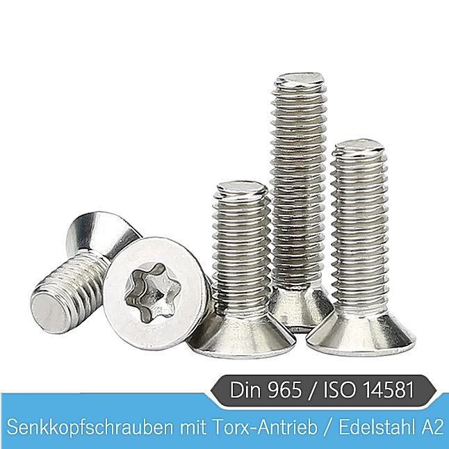 Senkkopfschrauben DIN 965 Edelstahl V2A Innensechskant TORX