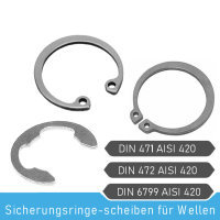 Sicherungsringe für Wellen DIN 471 DIN 472 DIN 6799...